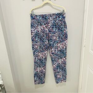 Peck & Peck Multi Color Bright Abstract Animal Print Skip On Pants Women Size 12